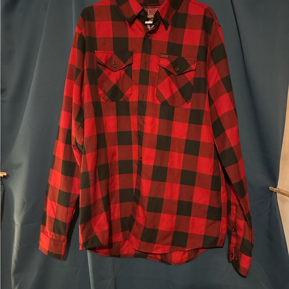 Red and Black Plaid Button-Up Shirt